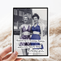 Smart Assy Birthday Card: a vintage photo of two women in bathing suits with the text "Cheers to a Classy, Sassy, and a but Smart-Assy Birthday Girl".