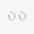Silver hoop earrings on a white background