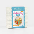 Embroidery kit packaging with 'Hawthorn Handmade' branding on a white background