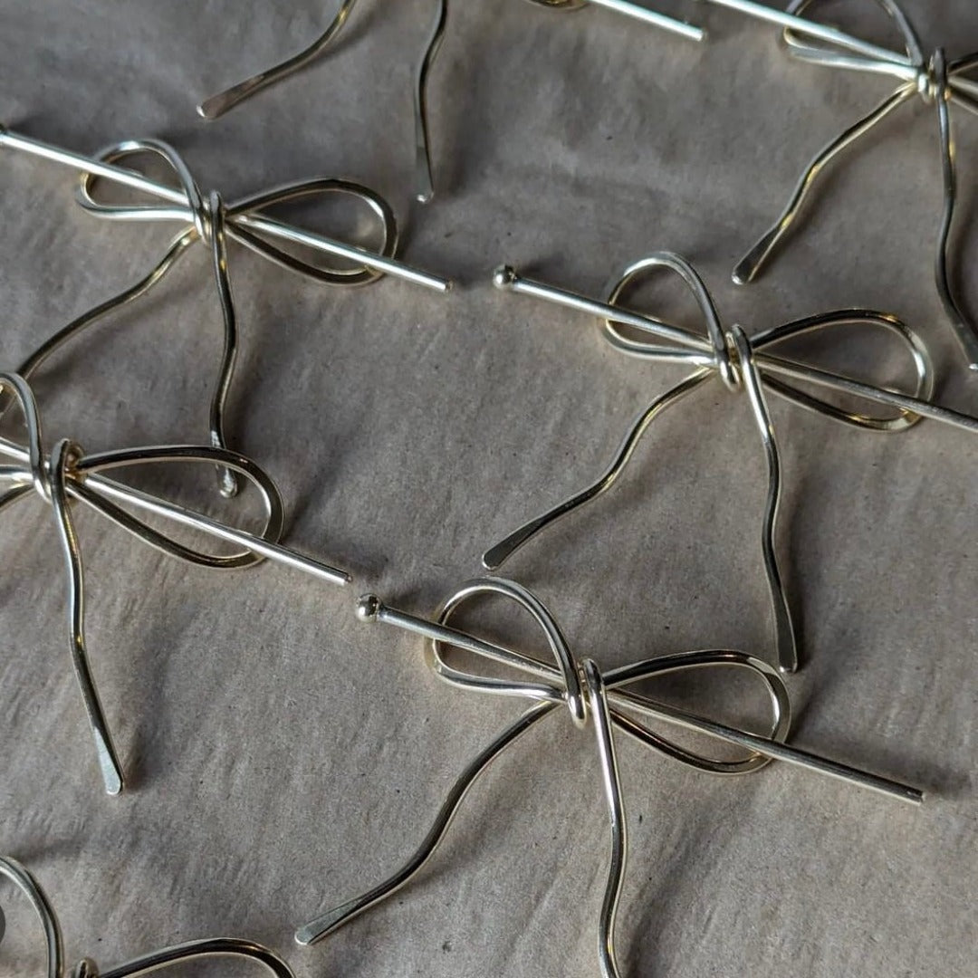 Brass Bow Hairpin close up 