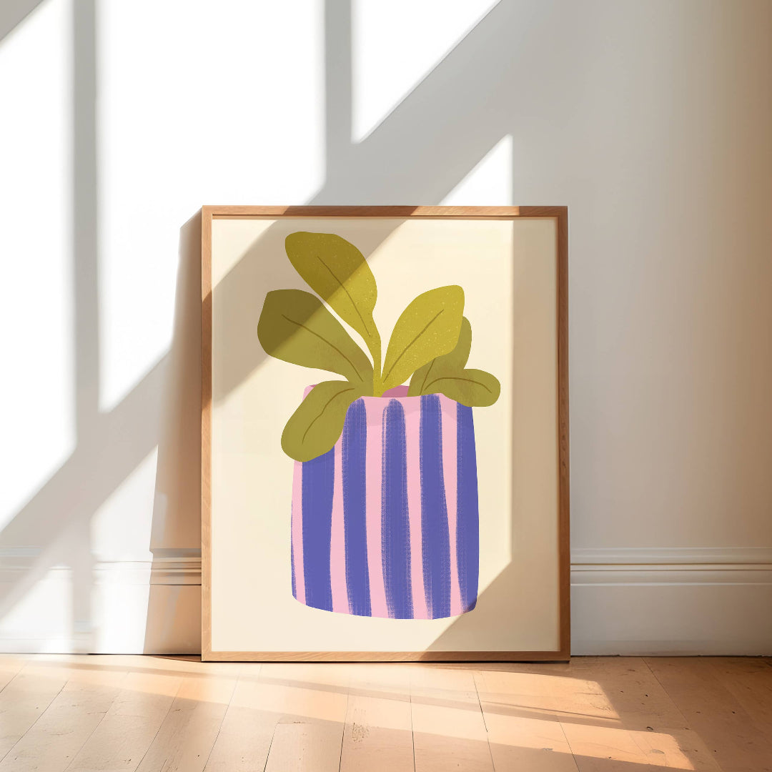 Retro Potted Plant Art Print