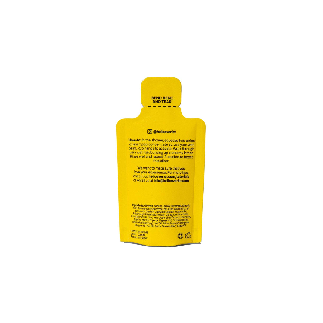 Yellow packaging with text on a white background