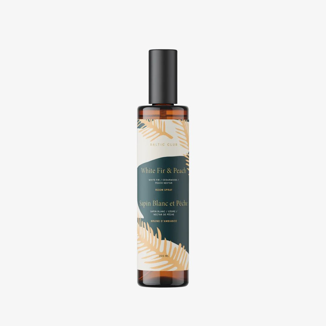 Bottle of White Fir & Pine cologne spray on a white background